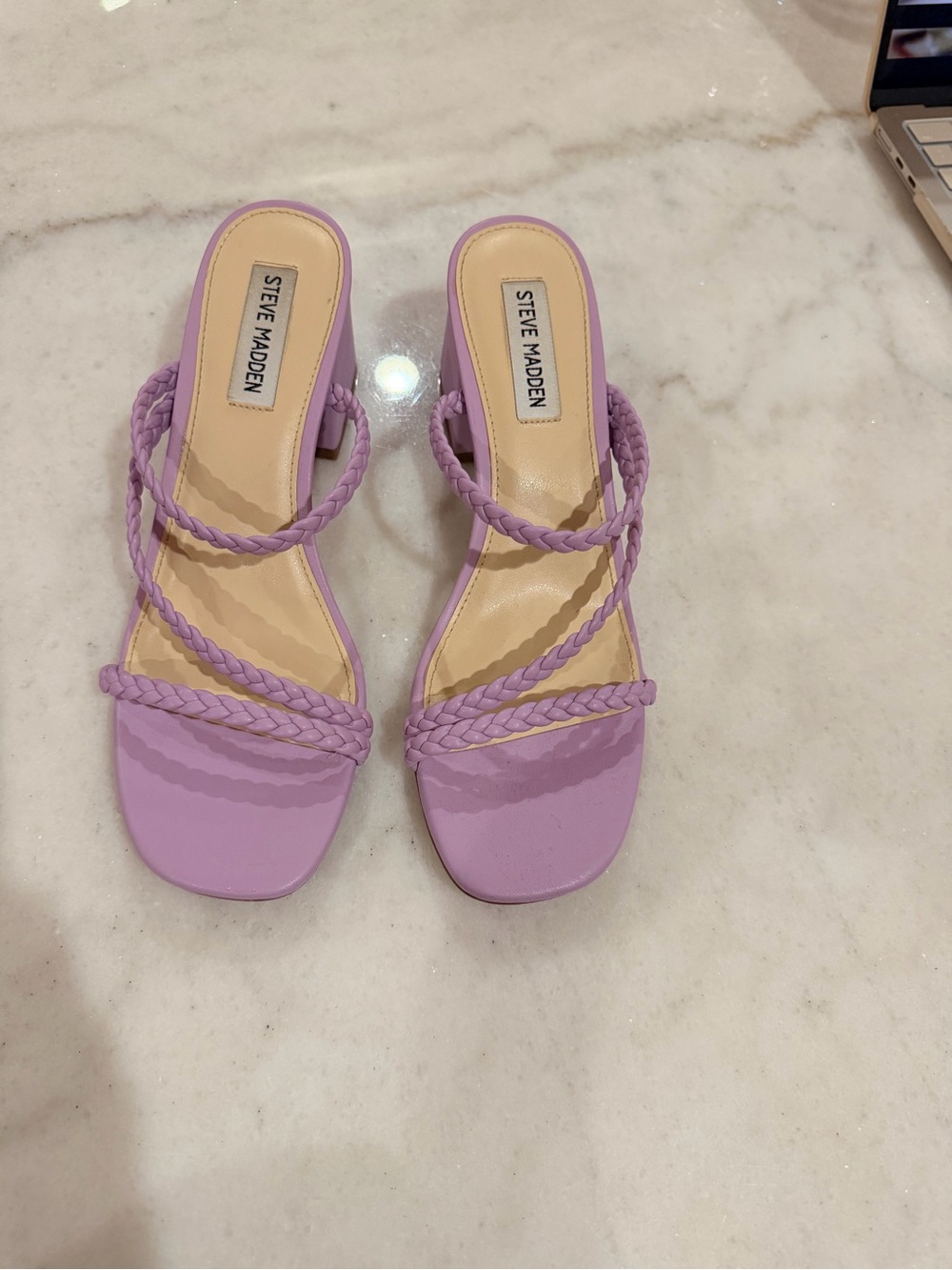 Steve Madden Lavender Braided Strap Heeled Slides